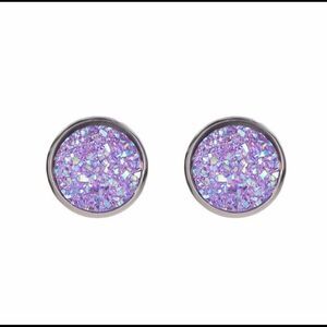 Simple Sparkly Round Purple Earrings